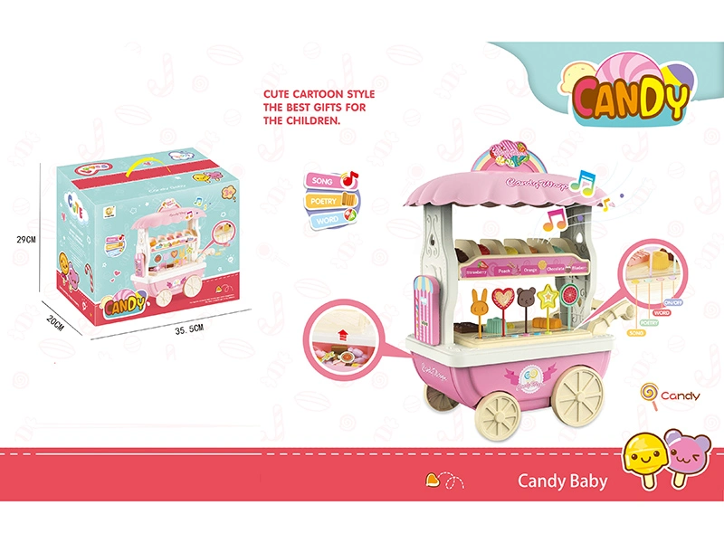 Cute Cartoon Style Funny Pretend Play Toys Kids Ice Cream Cart Toy